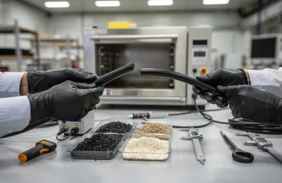 Confronto tecnico tra due guaine in PVC per cablaggi industriali in un laboratorio di prova